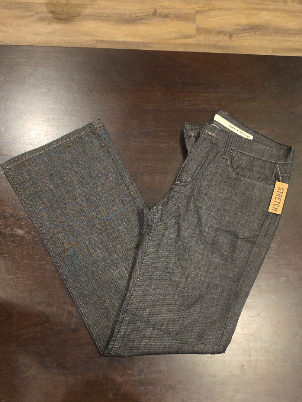 DKNY Womans Straightleg/Flare Hybrid Jeans in A Dark Blackish-Gray, NWT womans 8
